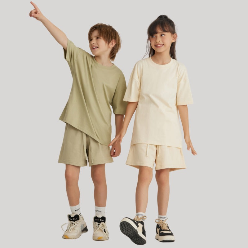 Children Casual Sportswear 100% cotton Set LL-BT034+BK7 Set print logo 3