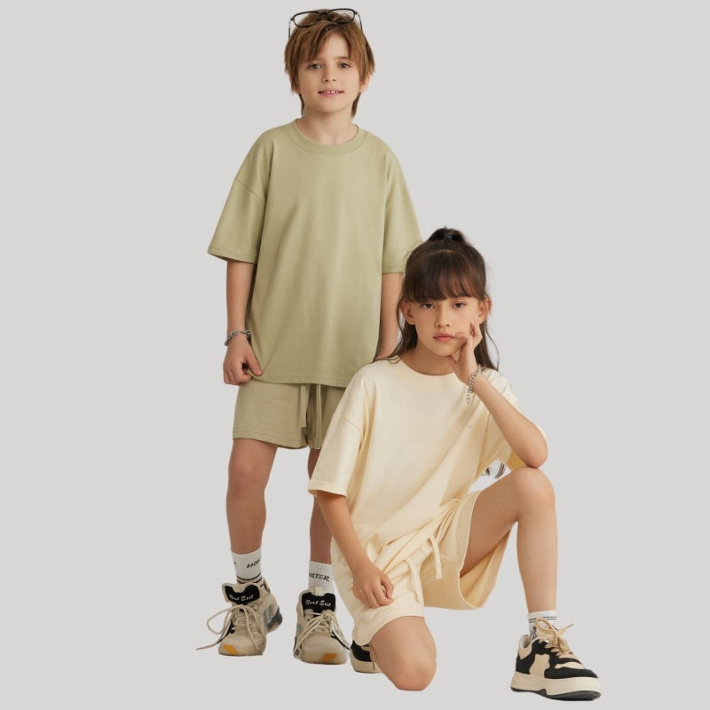Children Casual Sportswear 100% cotton Set LL-BT034+BK7 Set print logo 4