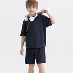 Children Casual Sportswear 100% cotton Set LL-BT034+BK7 - shorts print logo 4