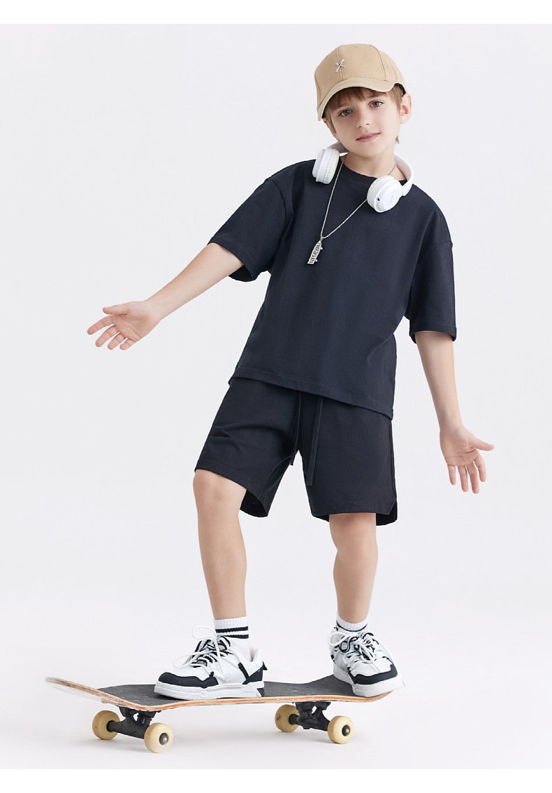 Children Casual Sportswear 100% cotton Set LL-BT034+BK7 - Tshirt print logo 24