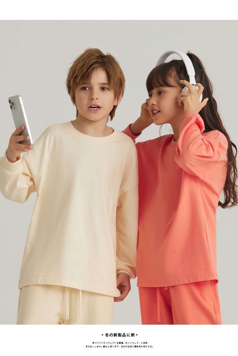 Children Sports Workout 100% cotton Long Sleeve Shirt LL-BT035 print logo 37