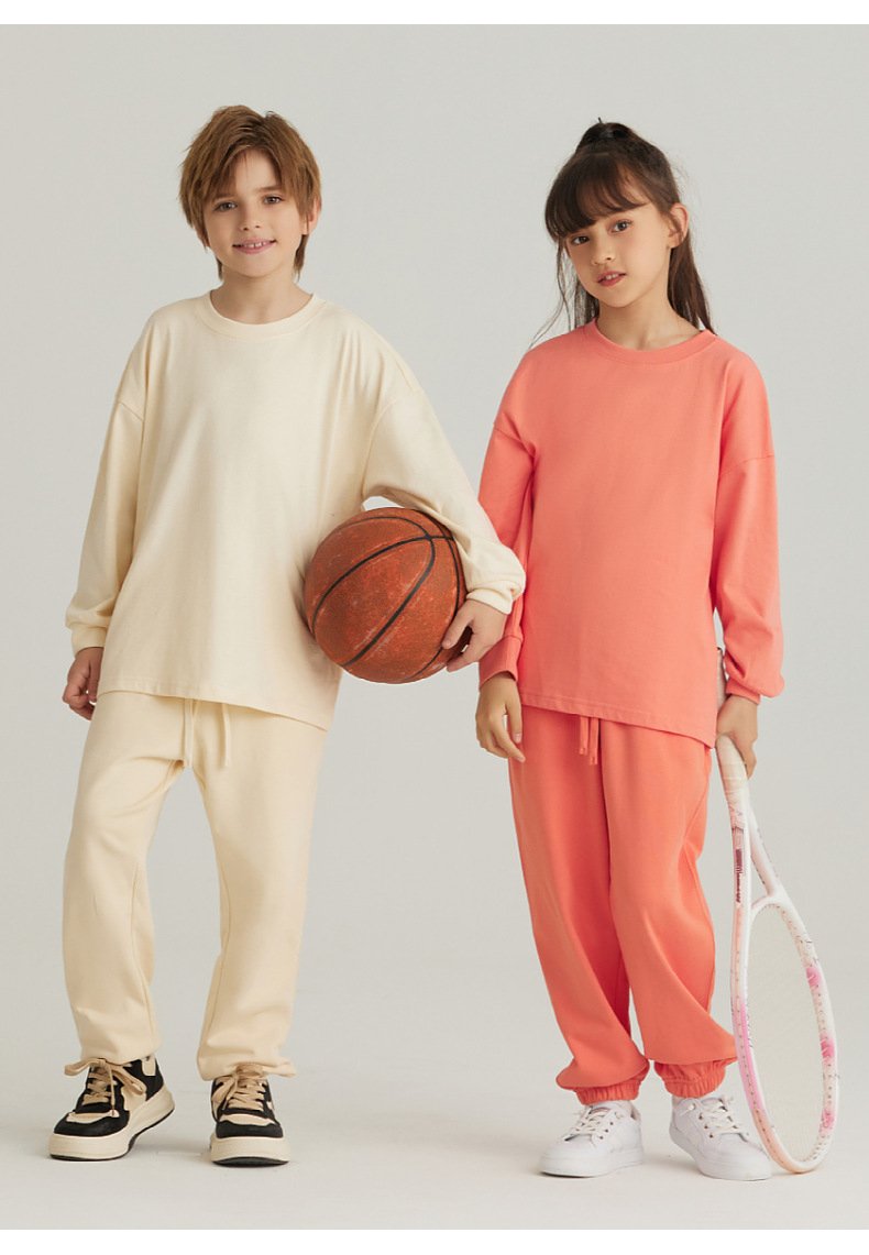 Children Sports Workout 100% cotton Long Sleeve Shirt LL-BT035 print logo 41