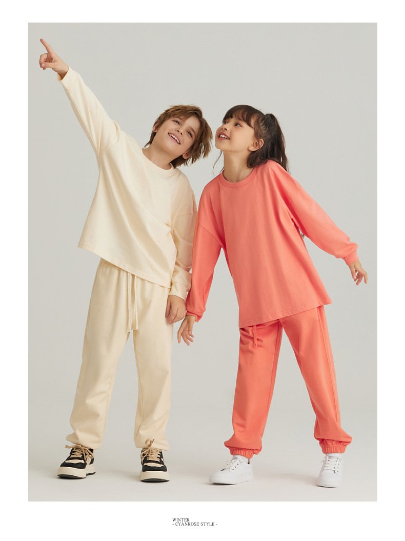 Children Sports Workout 100% cotton Long Sleeve Shirt LL-BT035 print logo 38