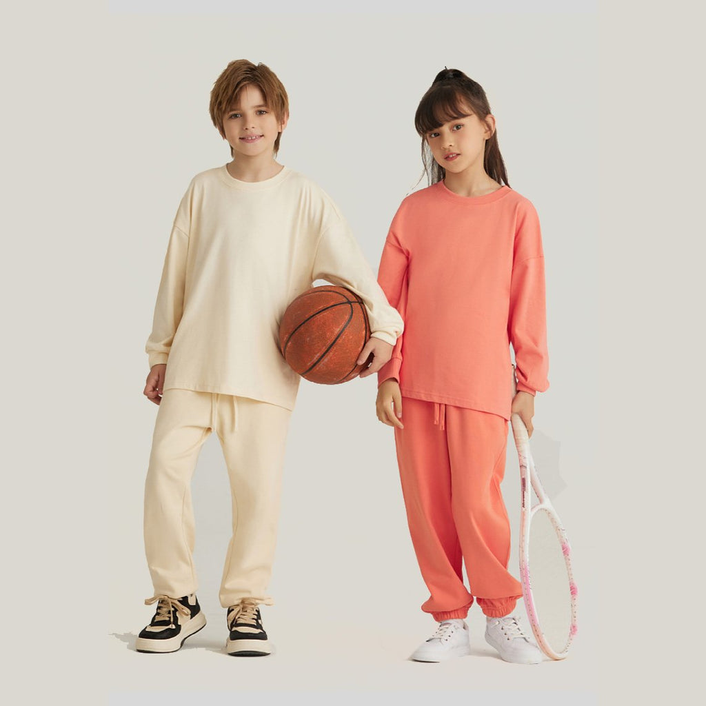 Children Sports Workout 100% cotton Long Sleeve Shirt LL-BT035 print logo 30