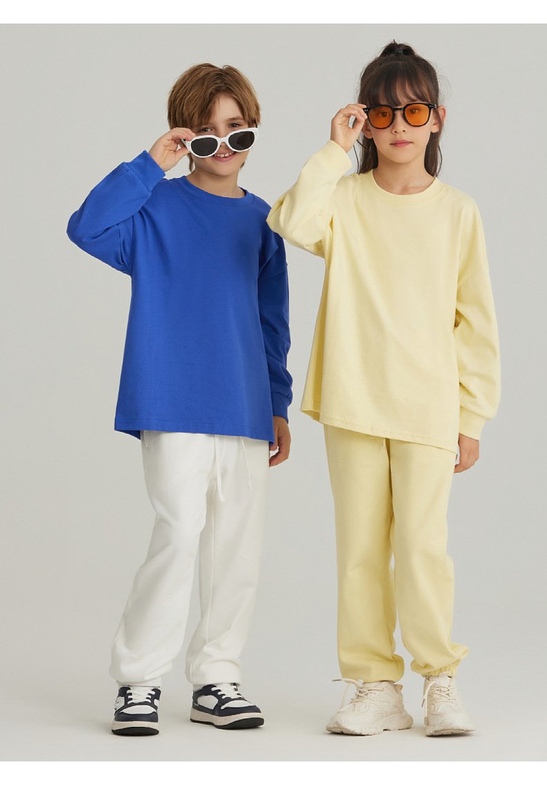 Children Sports Workout 100% cotton Long Sleeve Shirt LL-BT035 print logo 46