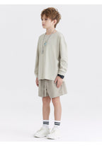 Children Sports Workout 100% cotton Long Sleeve Shirt LL-BT035 print logo 50