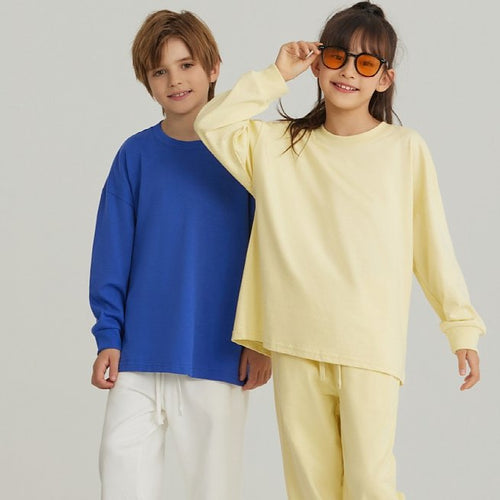 Children Sports Workout 100% cotton Long Sleeve Shirt LL-BT035 print logo 2