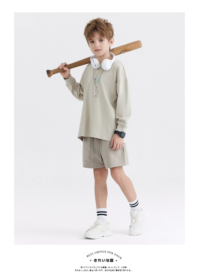 Children Sports Workout 100% cotton Long Sleeve Shirt LL-BT035 print logo 51