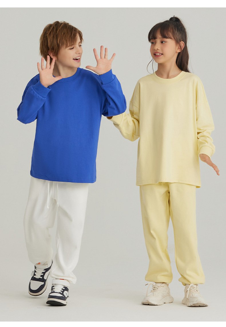 Children Sports Workout 100% cotton Long Sleeve Shirt LL-BT035 print logo 43