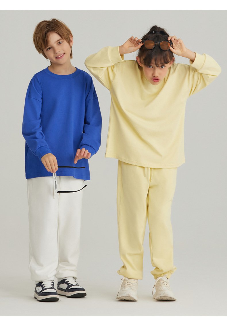 Children Sports Workout 100% cotton Long Sleeve Shirt LL-BT035 print logo 47