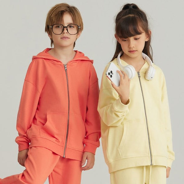 Children Sports Fitness 100% cotton Zip Up Hoodie LL-BW15 print logo 1