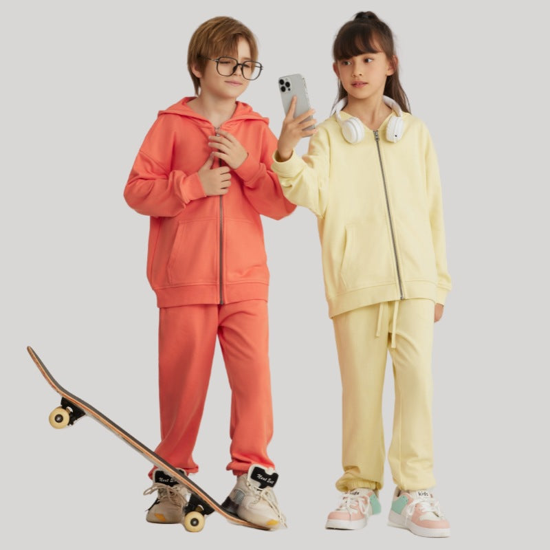 Children Sports Fitness 100% cotton Zip Up Hoodie LL-BW15 print logo 14