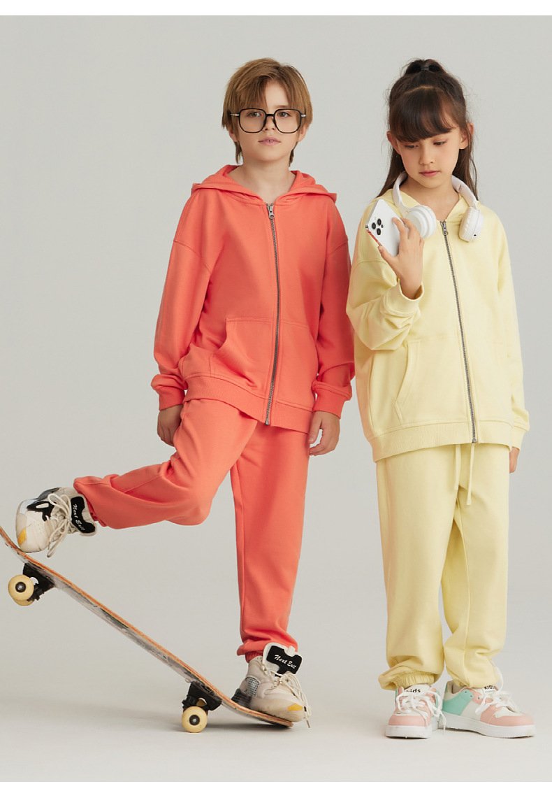Children Sports Fitness 100% cotton Zip Up Hoodie LL-BW15 print logo 30