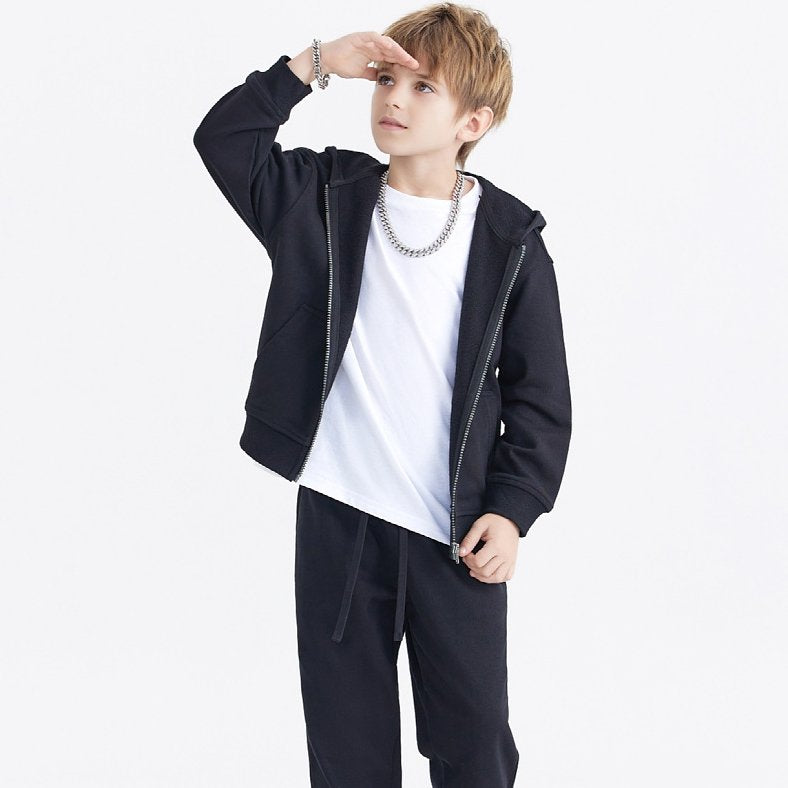 Children Sports Fitness 100% cotton Zip Up Hoodie LL-BW15 print logo 20