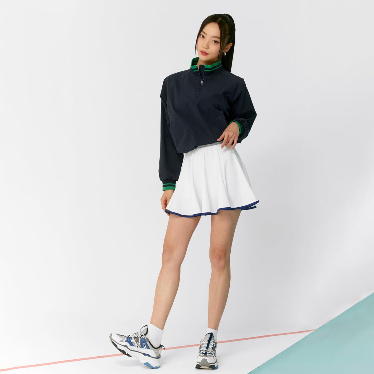 Womens Casual Sports Nylon Spandex Tennis Set LN22-LN21 - Skirt print logo 25