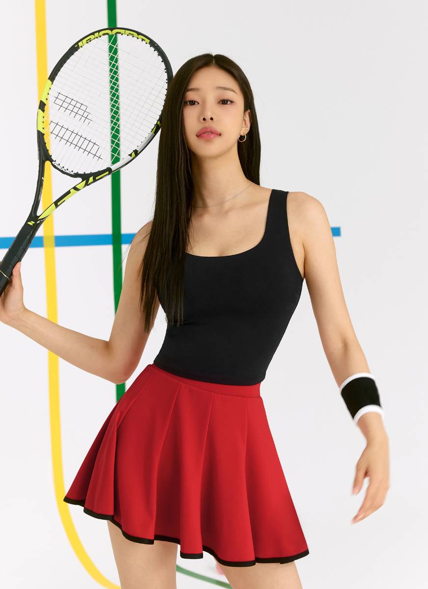 Womens Casual Sports Nylon Spandex Tennis Set LN22-LN21 - Skirt print logo 52
