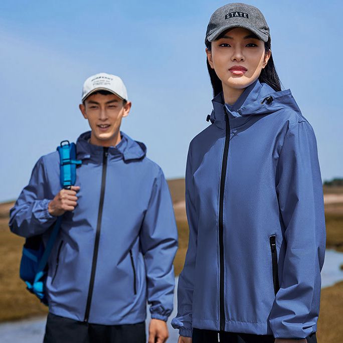 Mens Sportswear Waterproof 100%Polyester Hiking Jacket print logo 41