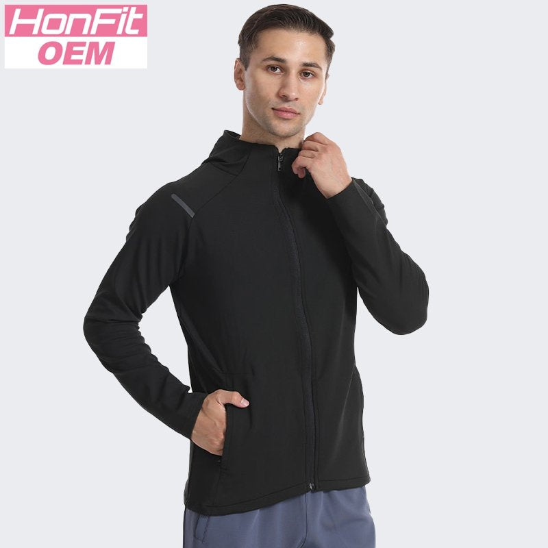 Mens Casual Fitness  90%Polyester 10%Spandex Jacket M-W007 print logo 12