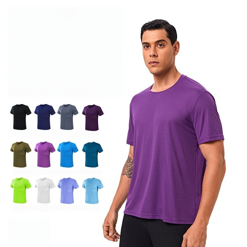 Custom 80GSM 100%polyester Lightweight Men's running shirts M001-1 print logo 4