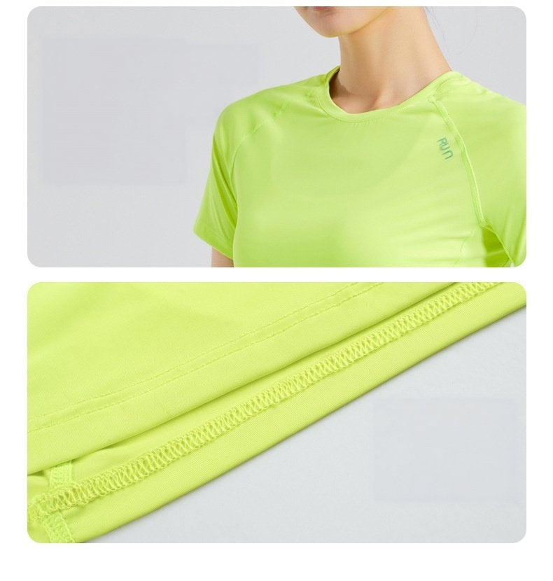 Custom 84%nylon 16%spandex Women's running shirts M010 print logo 9