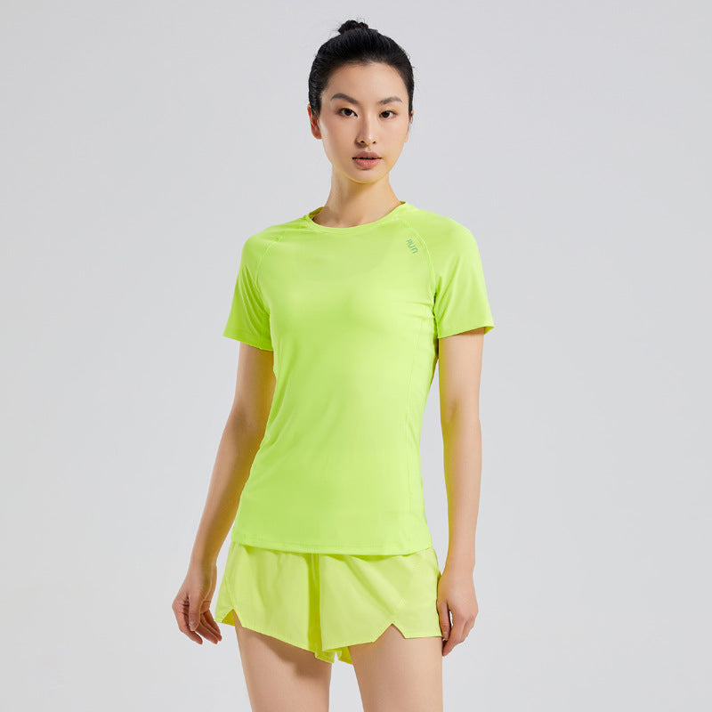 Custom 84%nylon 16%spandex Women's running shirts M010 print logo 5