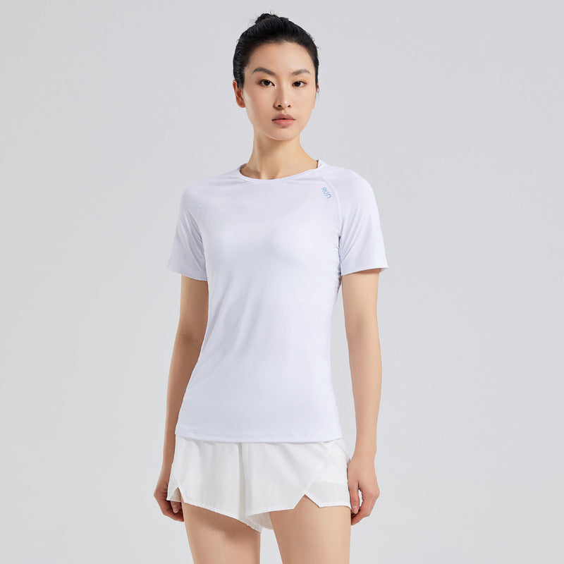 Custom 84%nylon 16%spandex Women's running shirts M010 print logo 6