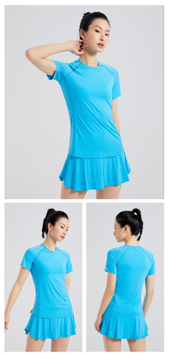 Custom 84%nylon 16%spandex Women's running shirts M010 print logo 17