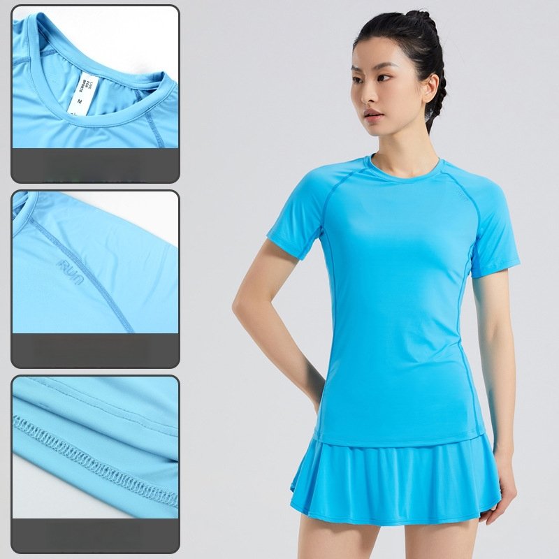 Custom 84%nylon 16%spandex Women's running shirts M010 print logo 8