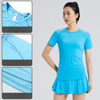 Custom 84%nylon 16%spandex Women's running shirts M010 print logo 8