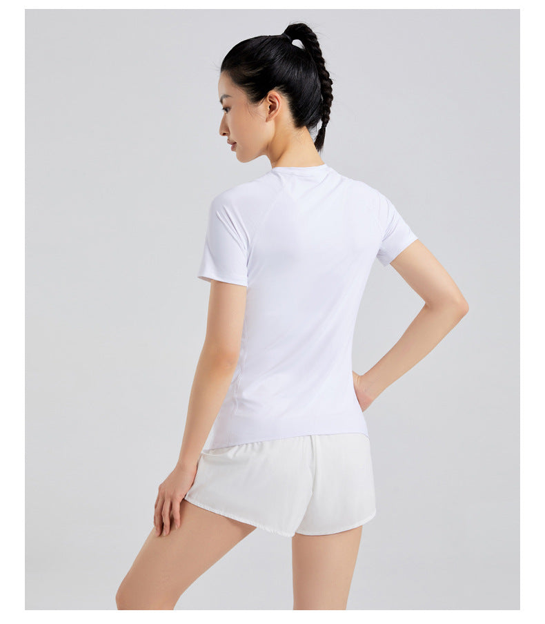 Custom 84%nylon 16%spandex Women's running shirts M010 print logo 11