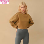 Womens Casual Cropped 88%polyester 12%cotton Sweatshirt M30375 print logo 9