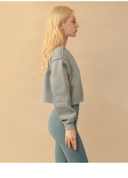 Womens Casual Cropped 88%polyester 12%cotton Sweatshirt M30375 print logo 49