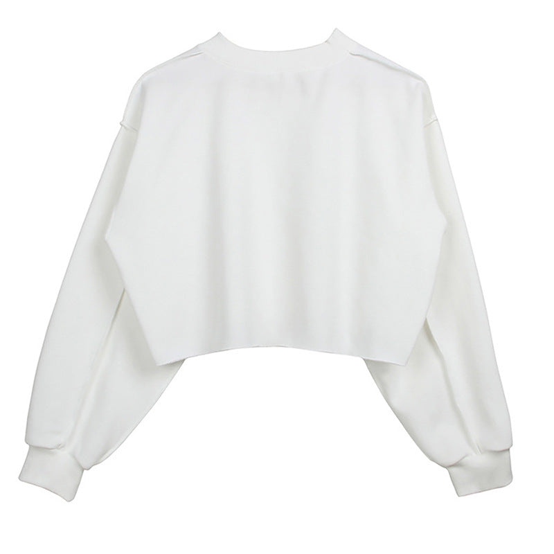 Womens Casual Cropped 88%polyester 12%cotton Sweatshirt M30375 print logo 17