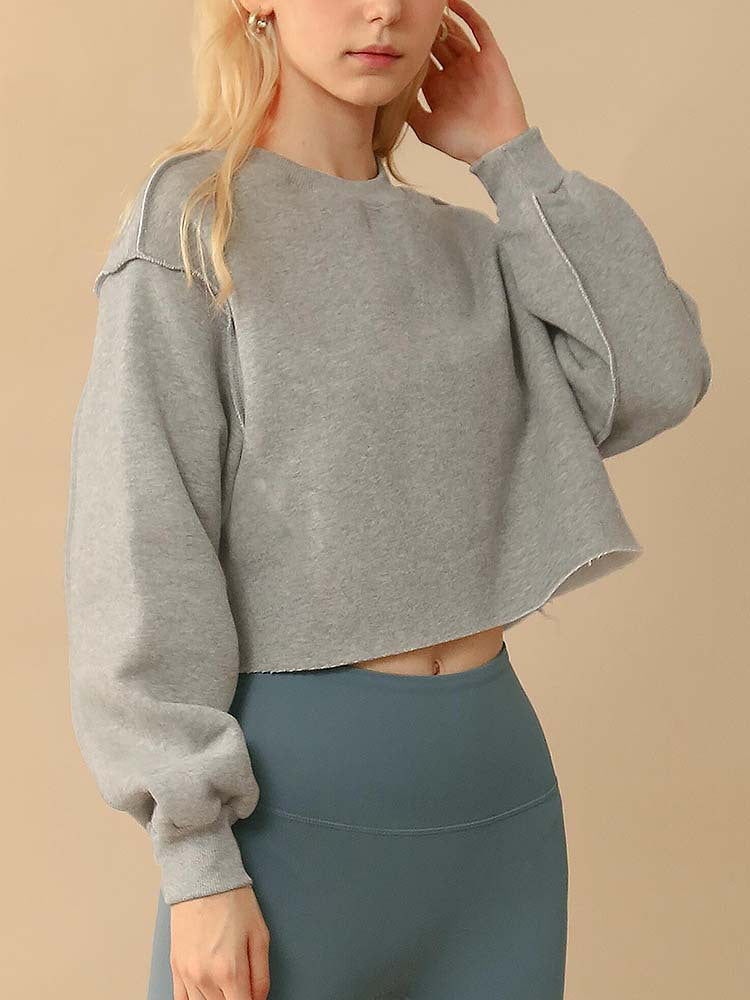 Womens Casual Cropped 88%polyester 12%cotton Sweatshirt M30375 print logo 33
