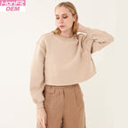 Womens Casual Cropped 88%polyester 12%cotton Sweatshirt M30375 print logo 5