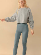Womens Casual Cropped 88%polyester 12%cotton Sweatshirt M30375 print logo 34