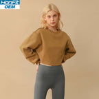 Womens Casual Cropped 88%polyester 12%cotton Sweatshirt M30375 print logo 15