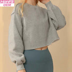 Womens Casual Cropped 88%polyester 12%cotton Sweatshirt M30375 print logo 4