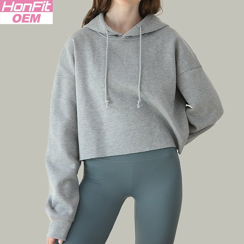 Womens Cropped Sportswear 12% cotton 88% polyester Hoodie M30635 print logo 9