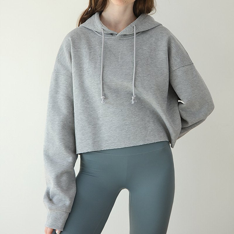 Womens Cropped Sportswear 12% cotton 88% polyester Hoodie M30635 print logo 37