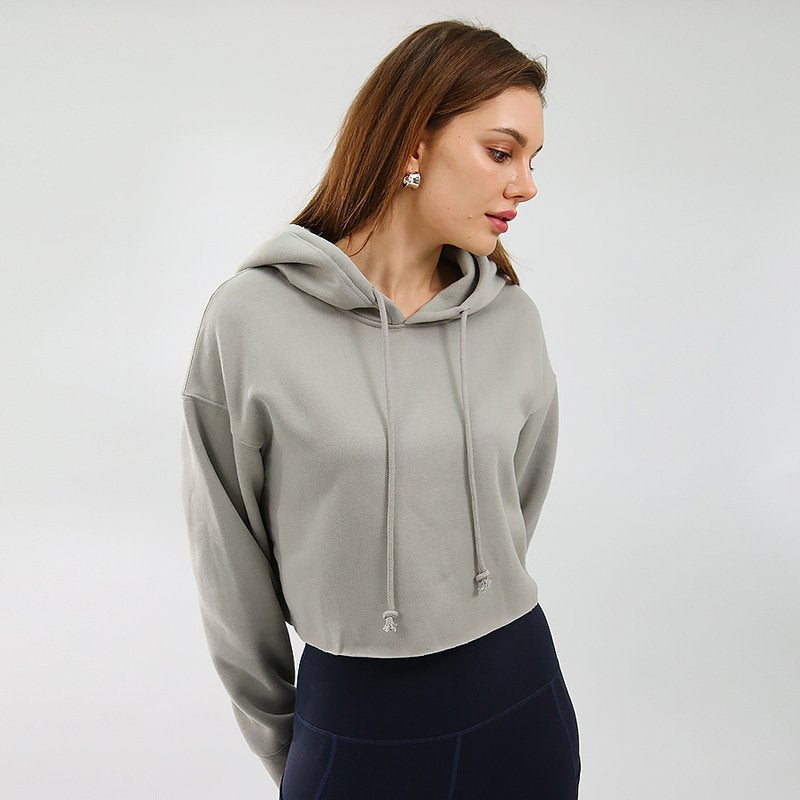 Womens Cropped Sportswear 12% cotton 88% polyester Hoodie M30635 print logo 33