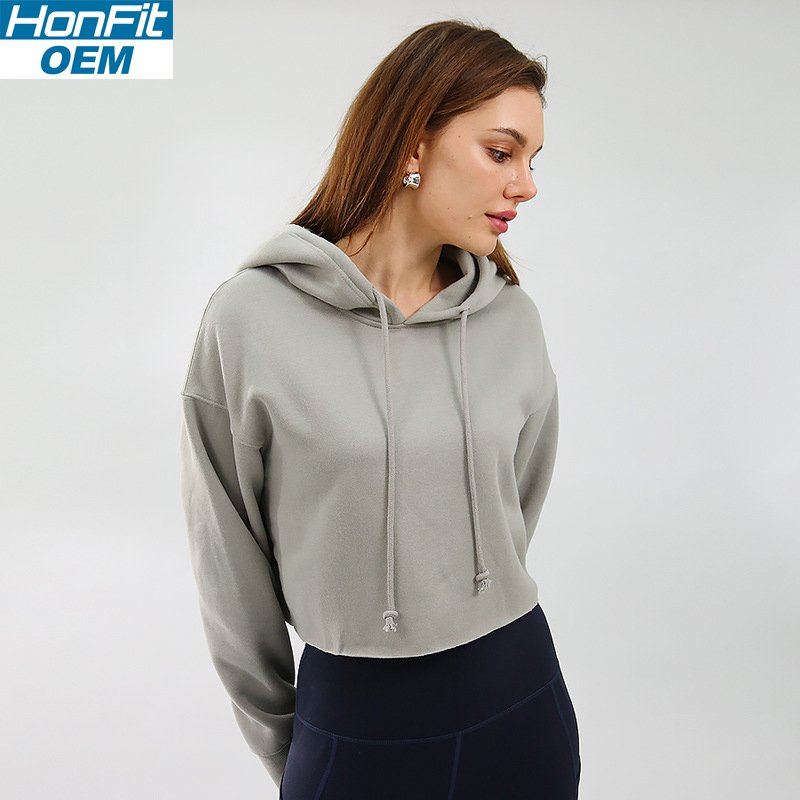 Womens Cropped Sportswear 12% cotton 88% polyester Hoodie M30635 print logo 13