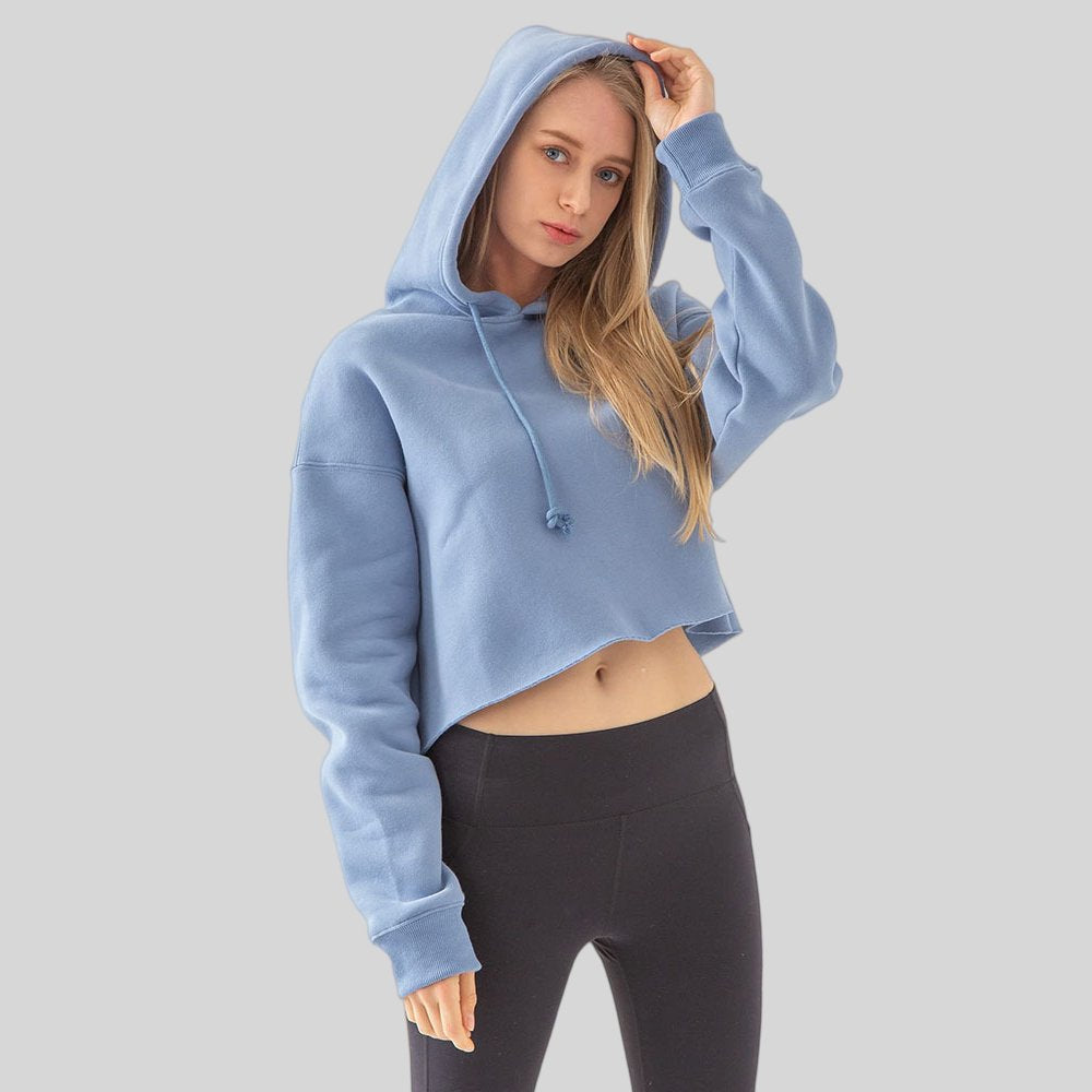 Womens Cropped Sportswear 12% cotton 88% polyester Hoodie M30635 print logo 1