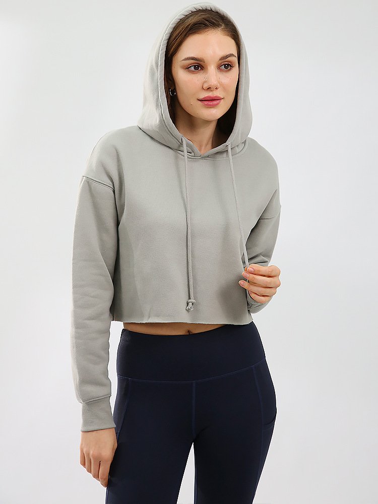 Womens Cropped Sportswear 12% cotton 88% polyester Hoodie M30635 print logo 34