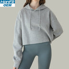 Womens Cropped Sportswear 12% cotton 88% polyester Hoodie M30635 print logo 14