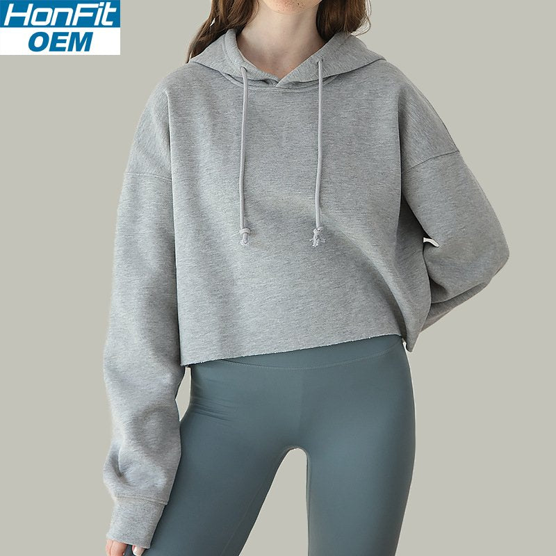Womens Cropped Sportswear 12% cotton 88% polyester Hoodie M30635 print logo 14