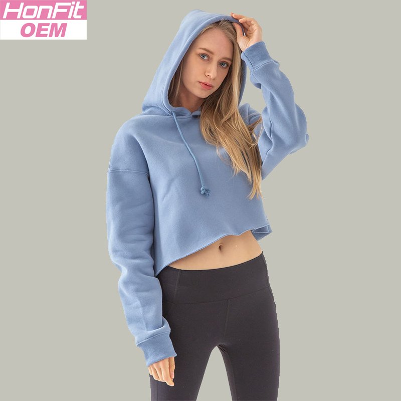 Womens Cropped Sportswear 12% cotton 88% polyester Hoodie M30635 print logo 6