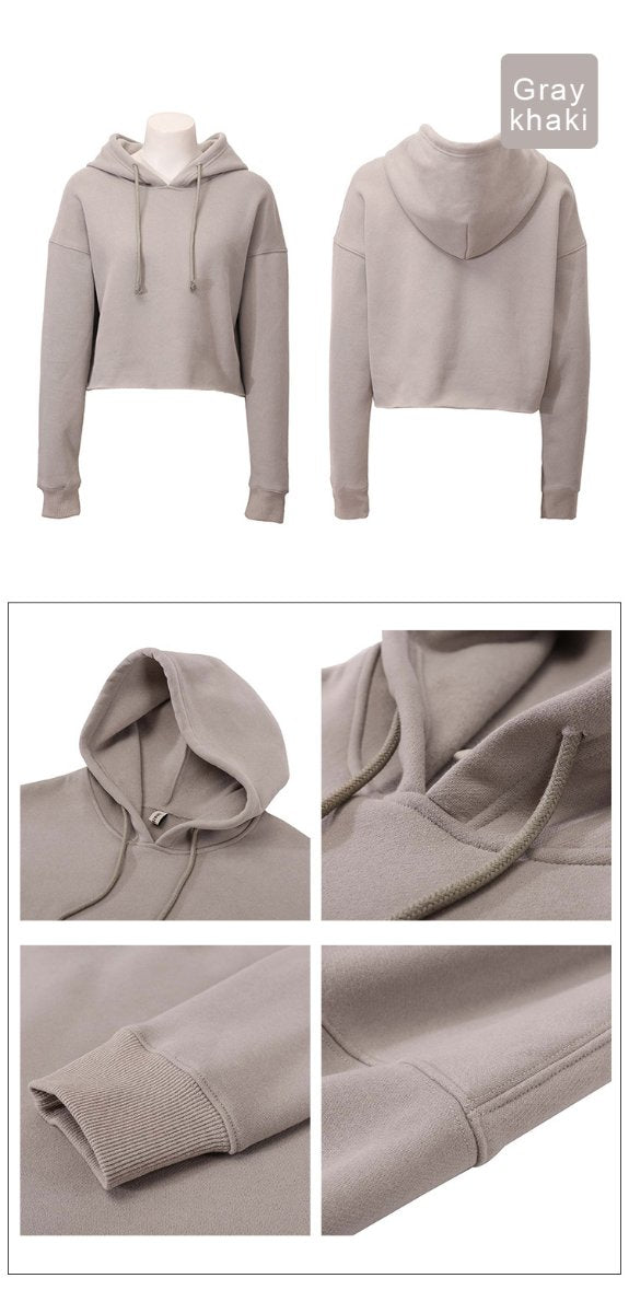 Womens Cropped Sportswear 12% cotton 88% polyester Hoodie M30635 print logo 58