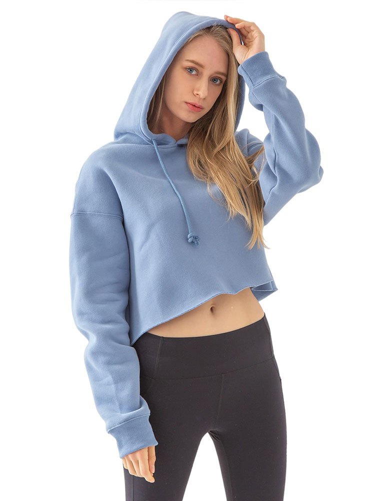Womens Cropped Sportswear 12% cotton 88% polyester Hoodie M30635 print logo 51