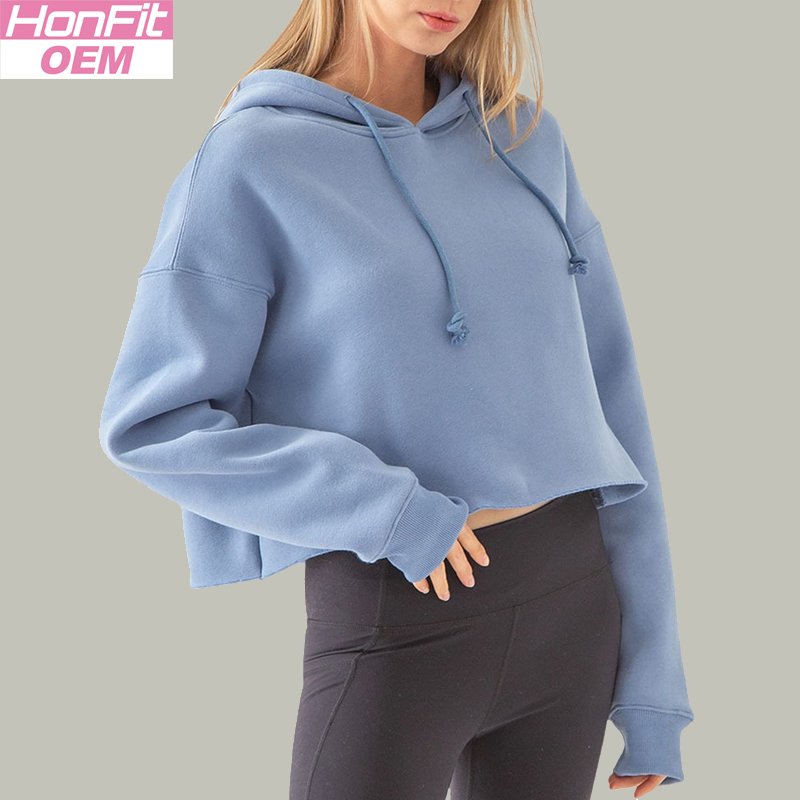 Womens Cropped Sportswear 12% cotton 88% polyester Hoodie M30635 print logo 7